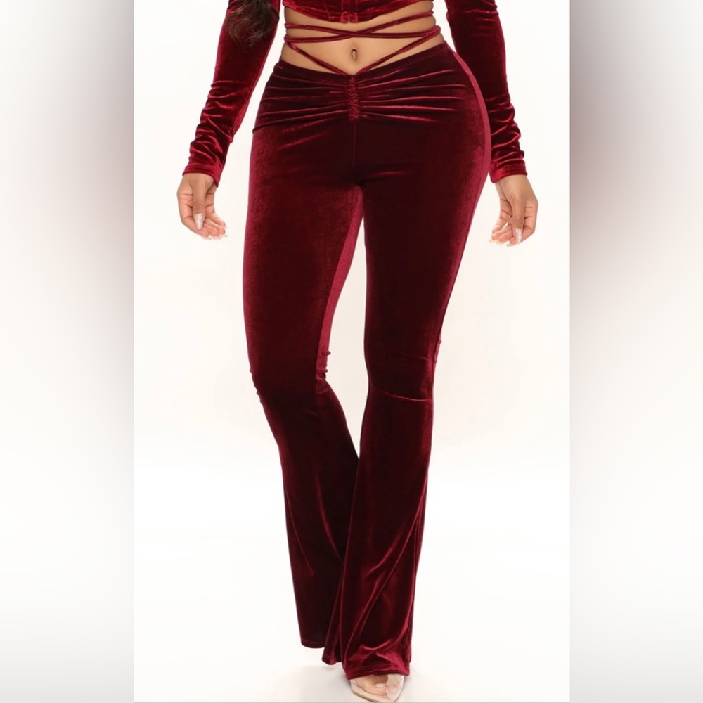 Velvet Melodies Tie Waist Flare Pants